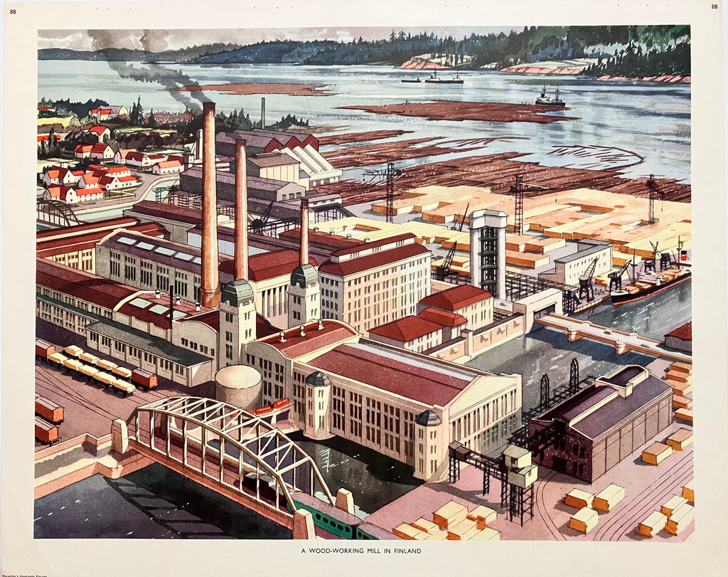 Wood-Working Mill in Finland, Macmillan schools series, 1950s