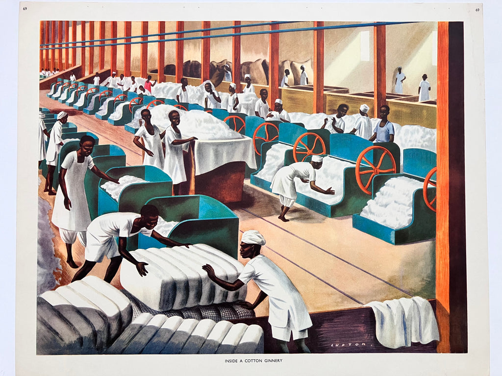 Inside a Cotton Ginnery, Macmillan schools series, 1950s