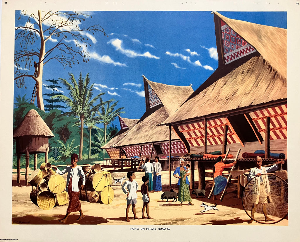 Homes on Pillars, Sumatra, Macmillan schools series, 1950s