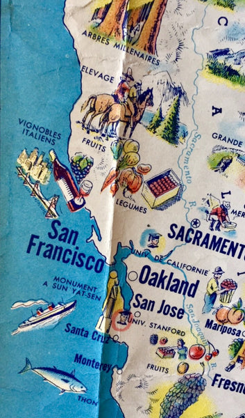 Illustrated map of USA in French, World War II