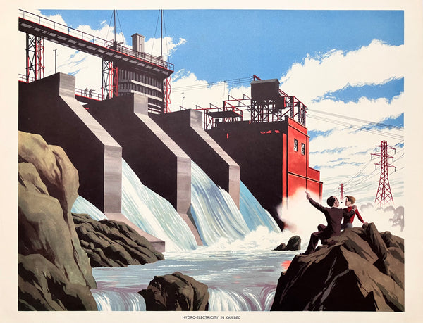 Hydro-Electricity in Quebec, Macmillan schools poster, 1950s