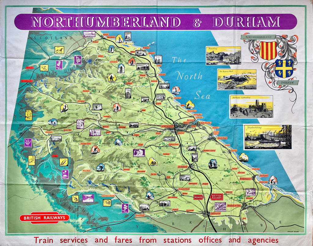 Northumberland and Durham map, British Railways, 1955