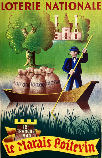 Loterie Nationale, France, 'Le Marais Poitevin', 1940