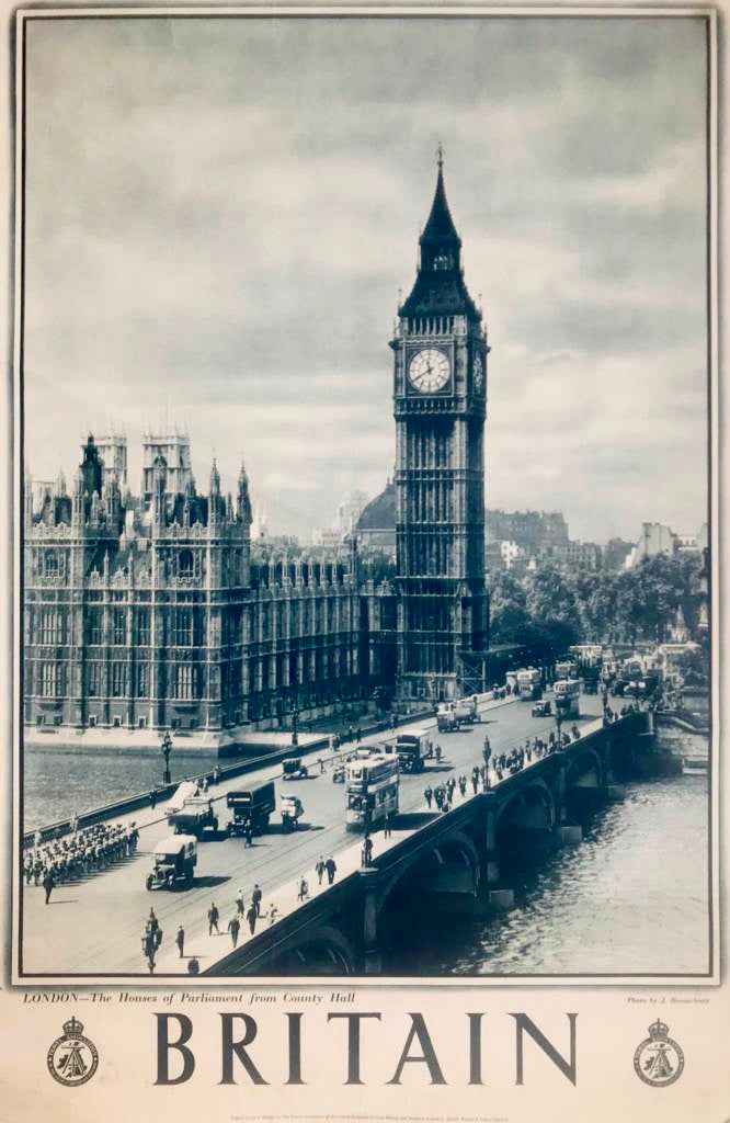 London – The Houses of Parliament from County Hall, 1940s