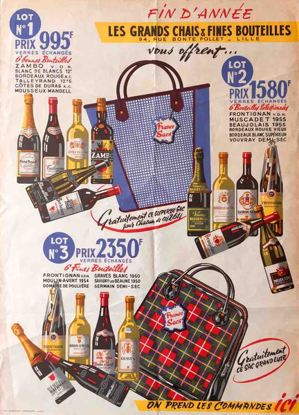 French bottles and bags, 1950s